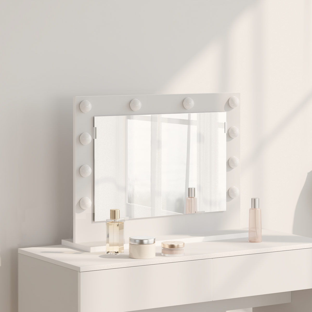 Vanity Mirror White 60 x 45 x 18 cm Glass and Engineered wood