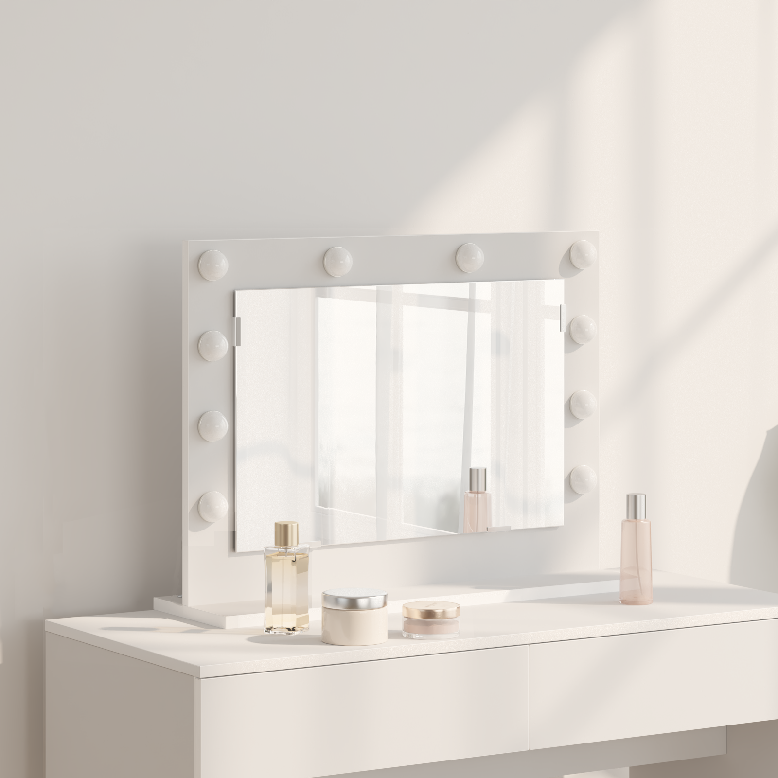 Vanity Mirror White 60 x 45 x 18 cm Glass and Engineered wood