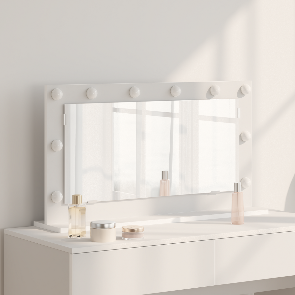 Vanity Mirror White 80 x 45 x 18 cm Glass and Engineered wood