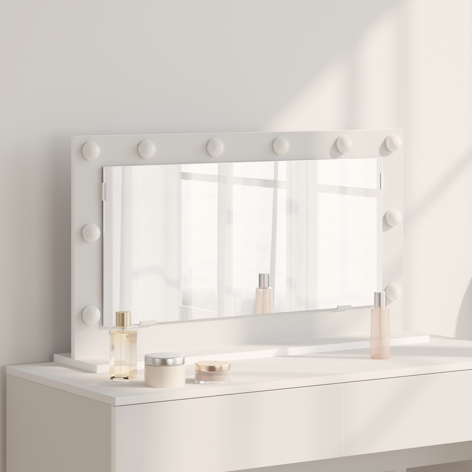 Vanity Mirror White 80 x 45 x 18 cm Glass and Engineered wood