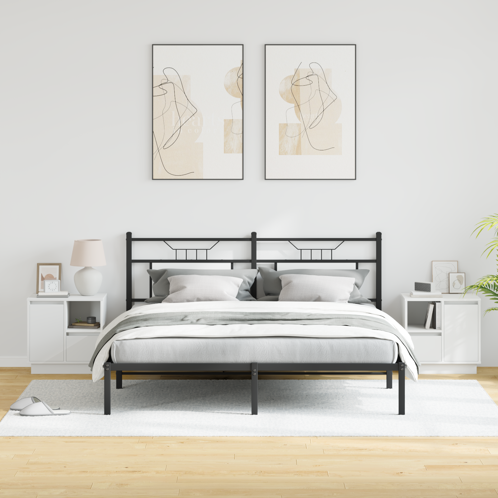 Bedside Cabinet 2 pcs White 50 x 34,5 x 50 cm. Engineered wood