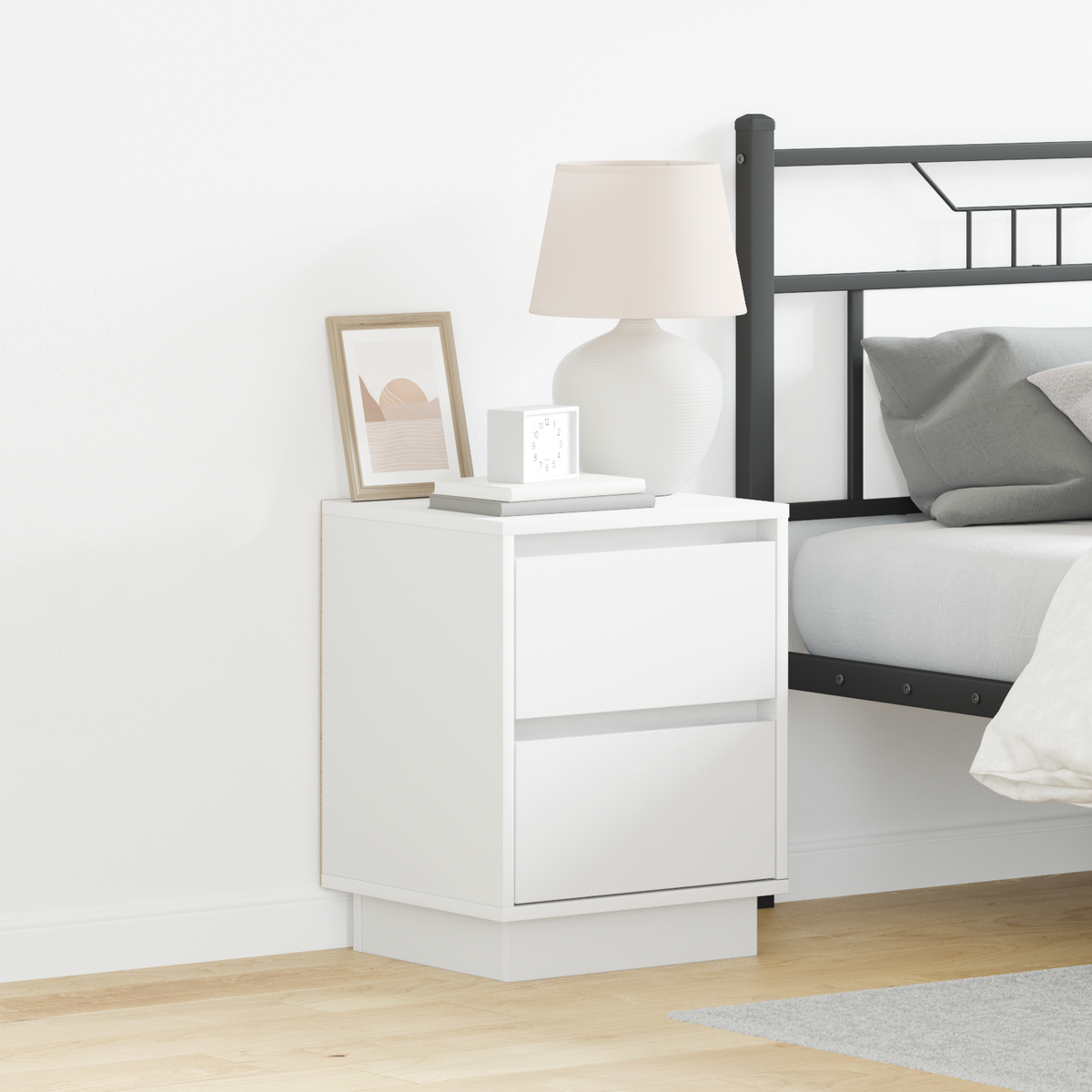 Bedside Cabinet 2 pcs White 39 x 34,5 x 50 cm Engineered wood