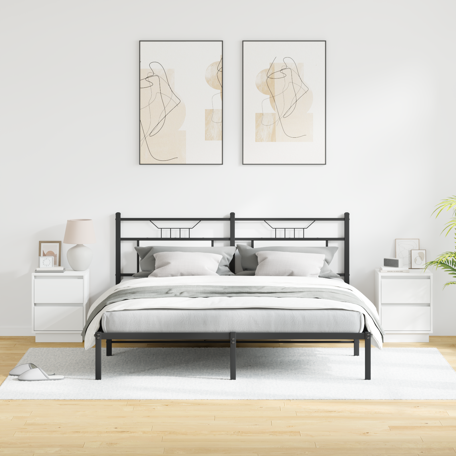 Bedside Cabinet 2 pcs White 39 x 34,5 x 50 cm Engineered wood