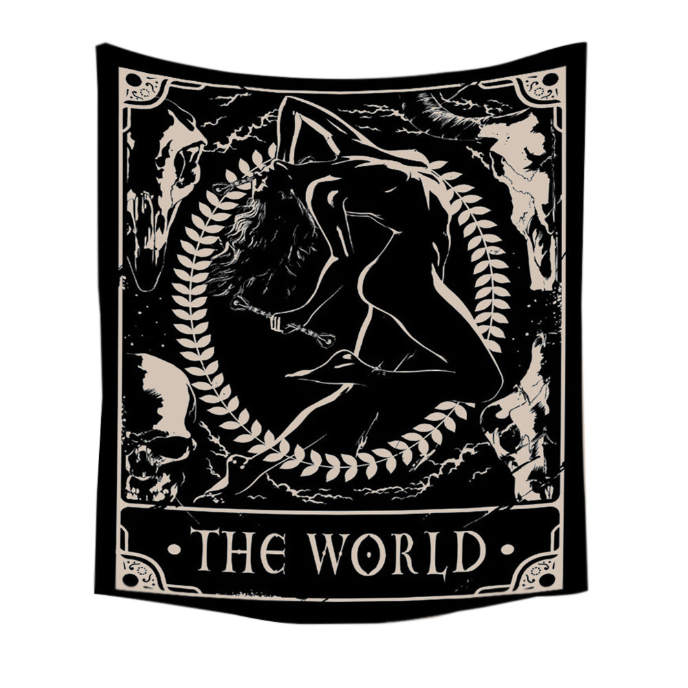 Anyhouz Tapestry Black World 150X130 cm Tarot Card Psychedelic Scene Art Hippie Bohemian Decoration Sheets