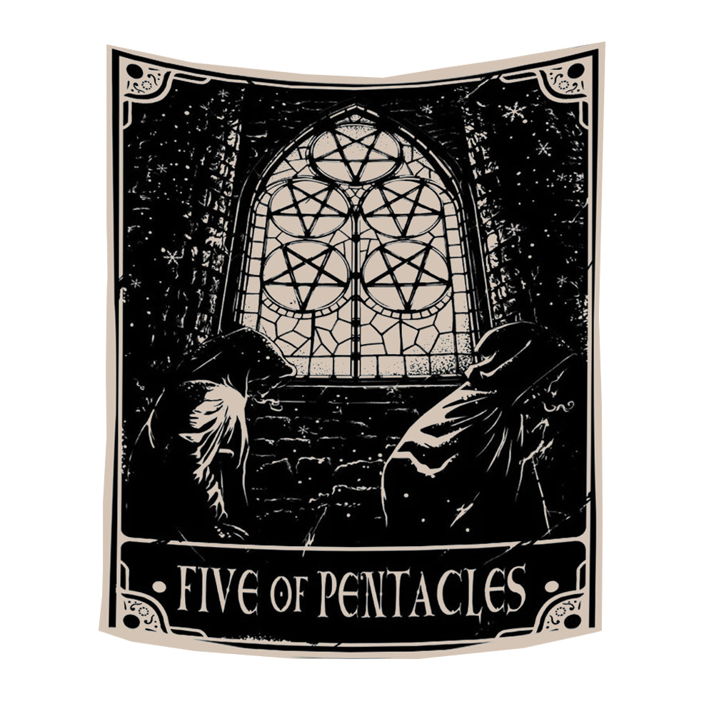 Anyhouz Tapestry Black Pentacles 230X150 cm Tarot Card Psychedelic Scene Art Hippie Bohemian Decoration Sheets