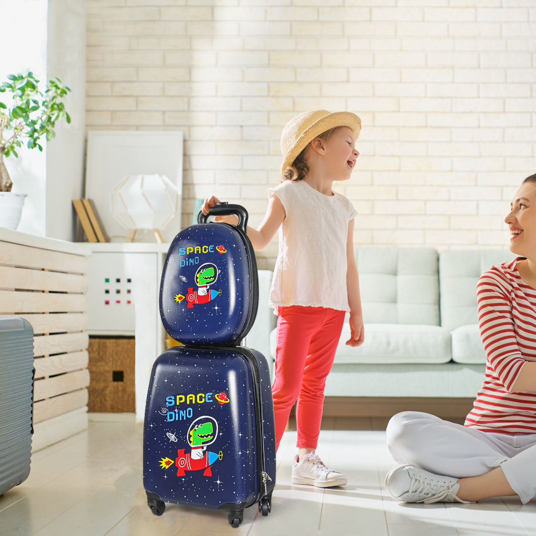 BoPeep 16''13'' 2PCS Kids Luggage Set Travel Suitcase Child Space Dino Backpack