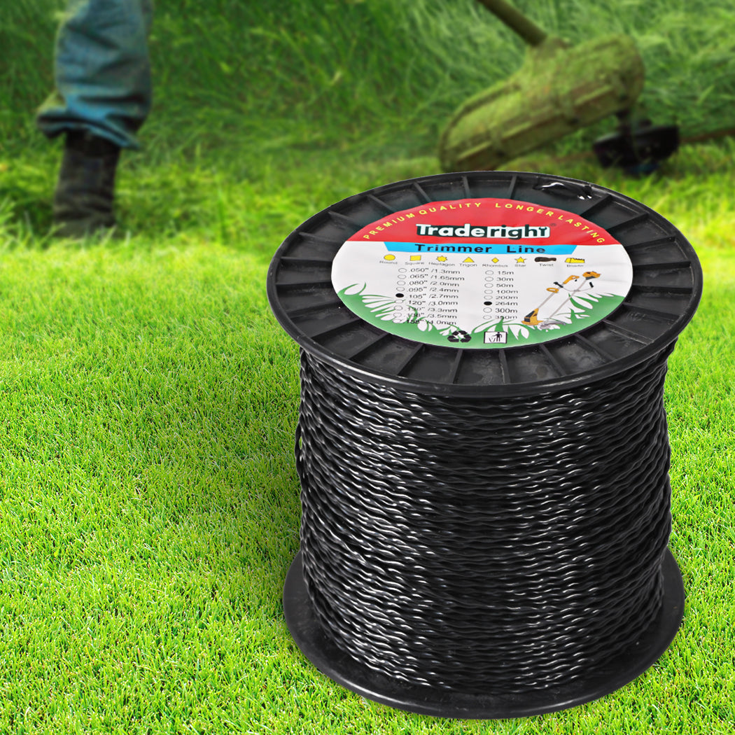 Trimmer Line Spiral Twist String 2.7MM x 264M Whipper Snipper Cord Feed Grass