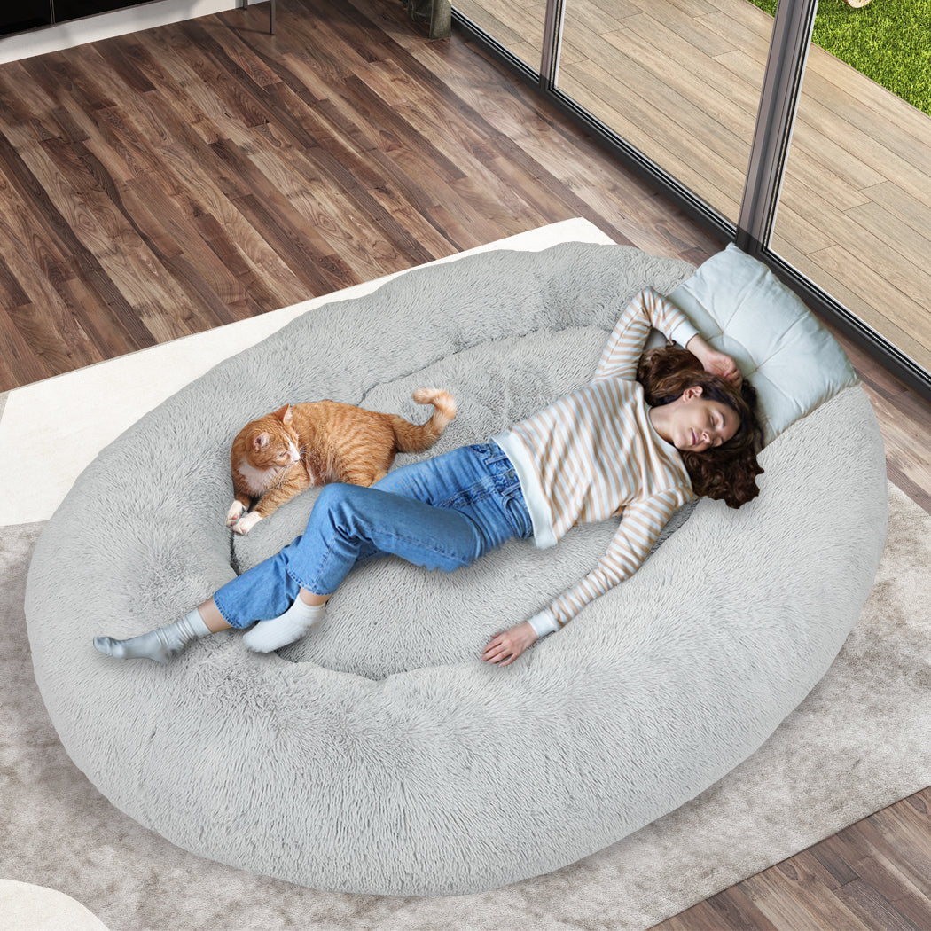 PaWz Replacement Pet Bed Cover Zipper Dog Mattress Plush Washable Grey 180cm