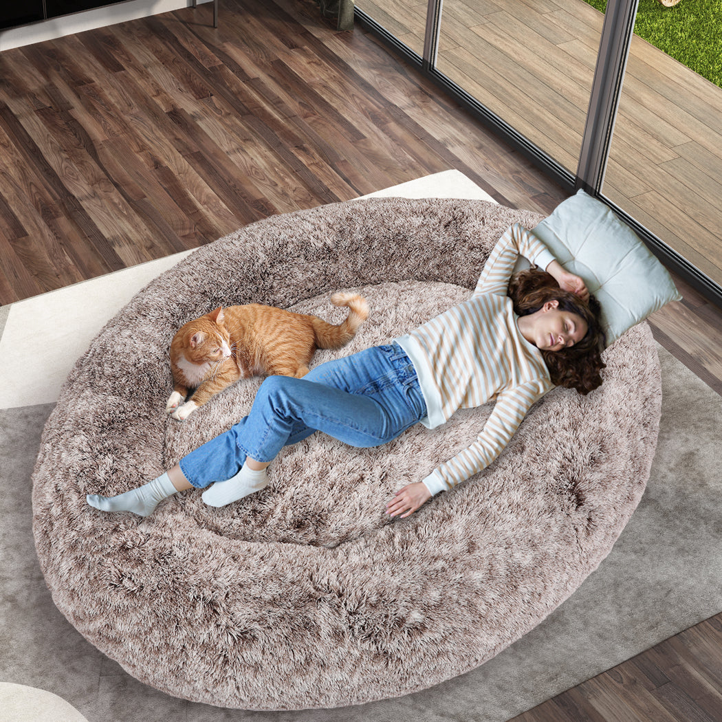 PaWz Replacement Pet Bed Cover Zipper Dog Mattress Plush Washable Brown 180cm