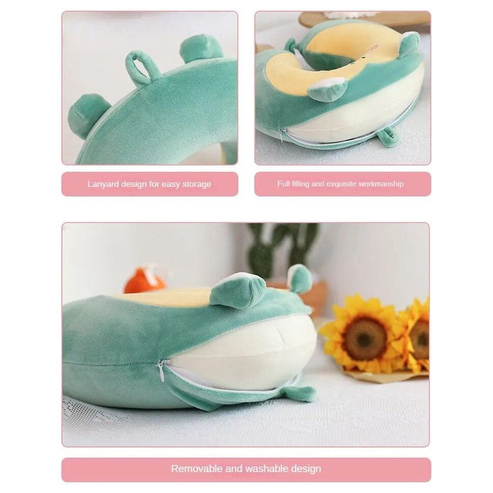 Anypack Neck Pillow Gray Cat Cartoon Memory Cotton U-shaped Soft Fluffy Comfortable Sleep Headrest