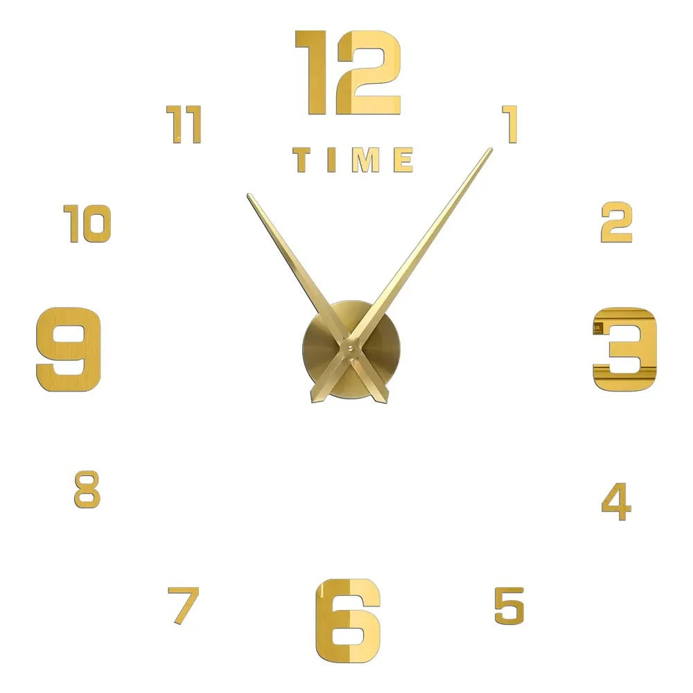 Anyhouz Wall Clock Gold Design A 27 Inch 3D Diy Mirror Wall Clock Acrylic Sticker Fashion Quartz Clocks Watch Home Decoration