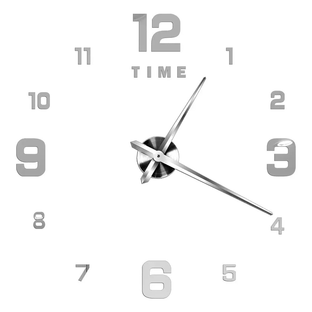 Anyhouz Wall Clock Silver Design A 47 Inch 3D Diy Mirror Wall Clock Acrylic Sticker Fashion Quartz Clocks Watch Home Decoration