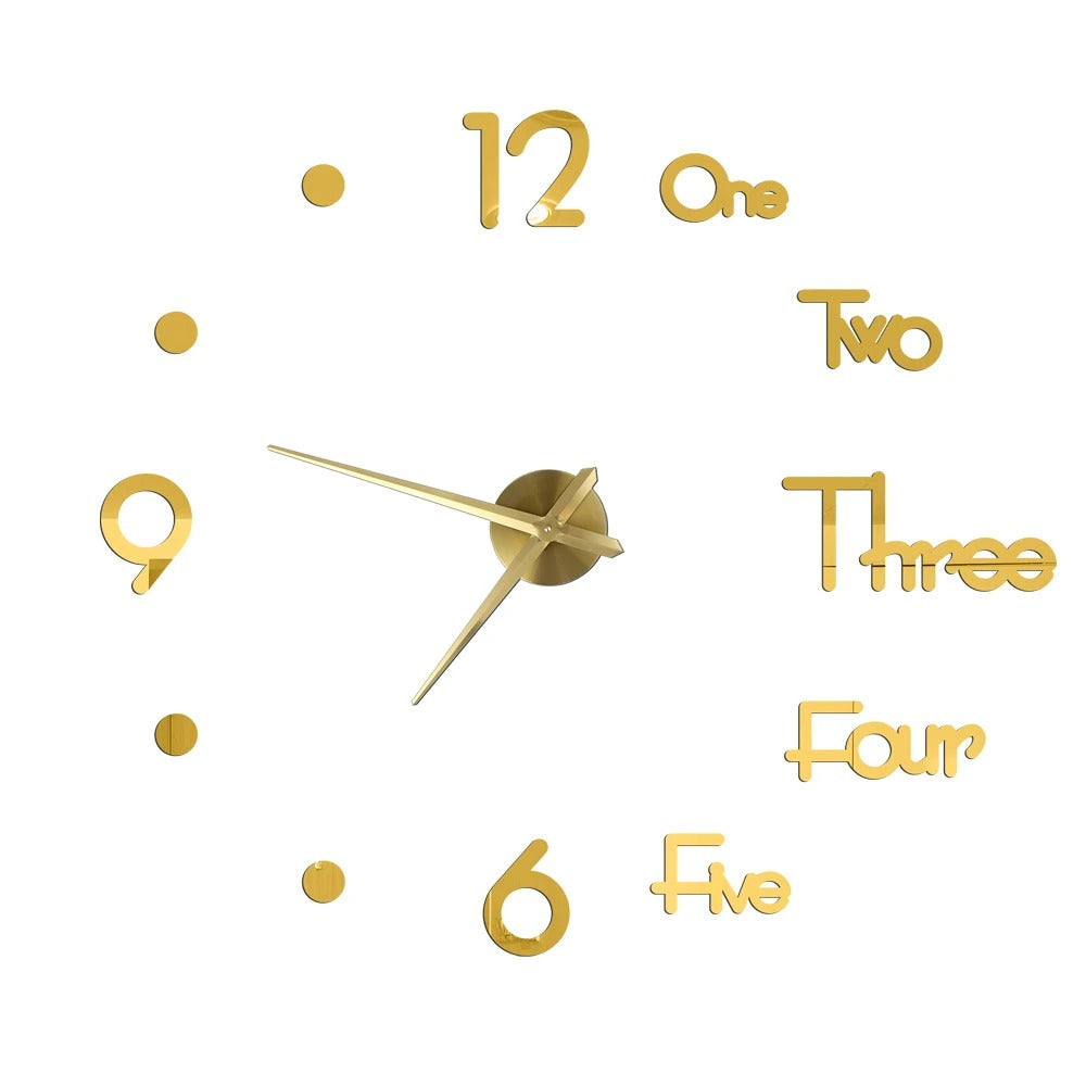 Anyhouz Wall Clock Gold Design 5 47 Inch 3D Diy Mirror Wall Clock Acrylic Sticker Fashion Quartz Clocks Watch Home Decoration