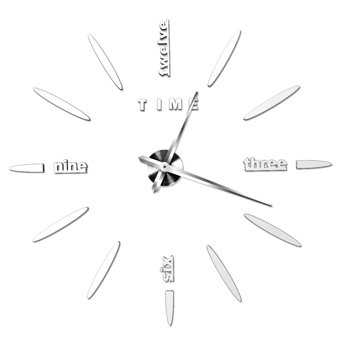 Anyhouz Wall Clock Silver Design 2 37 Inch 3D Diy Mirror Wall Clock Acrylic Sticker Fashion Quartz Clocks Watch Home Decoration