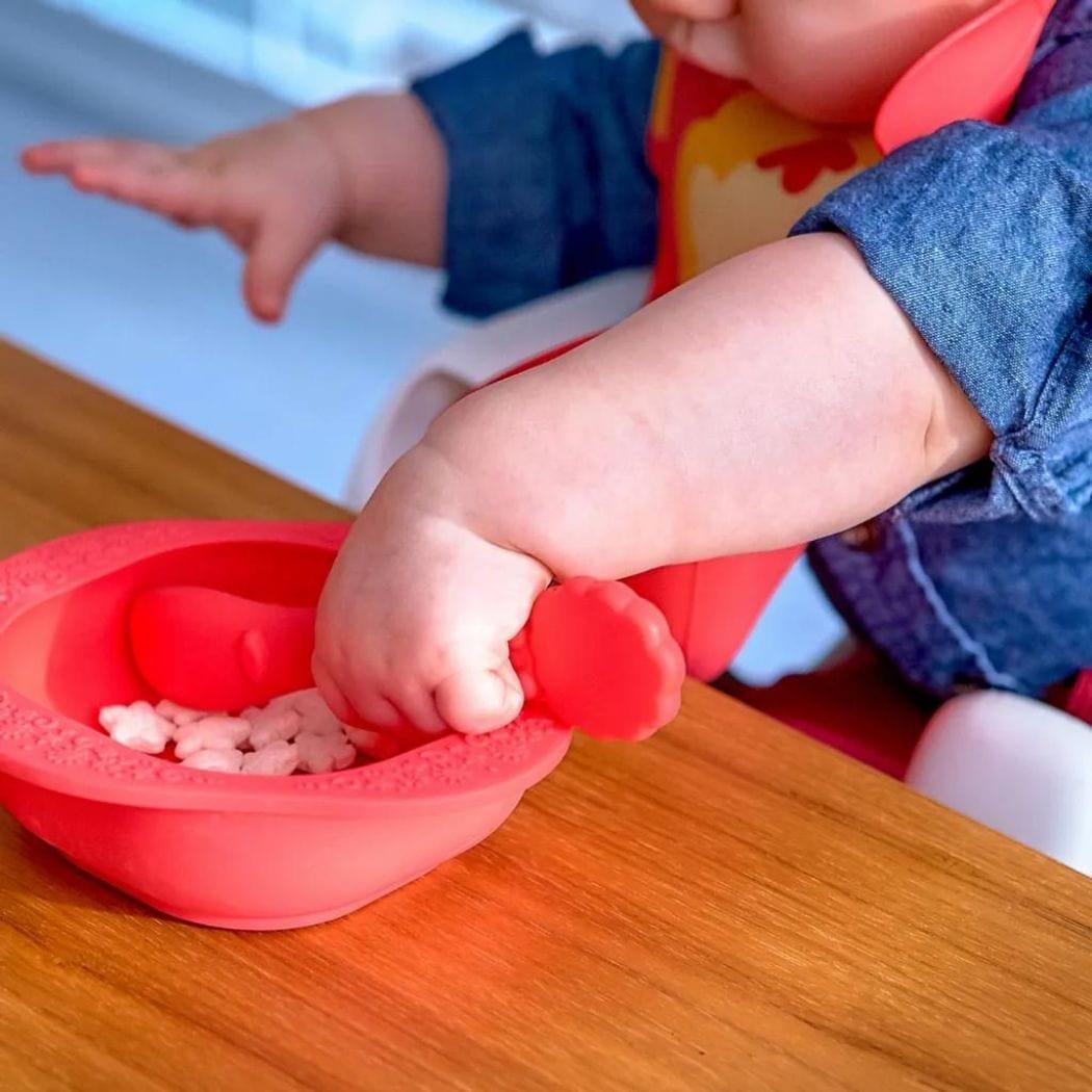 Marcus & Marcus-Baby Silicone Feeding Gift Set Lucas the Hippo- Blue-1910112442583748613