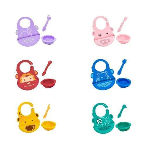 Marcus & Marcus-Baby Silicone Feeding Gift Set Lucas the Hippo- Blue-1910112442583748614