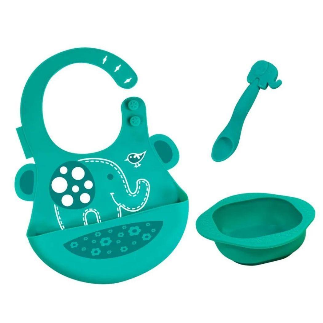 Marcus & Marcus-Baby Silicone Feeding Gift Set Ollie the Elephant green-1910112441820385280