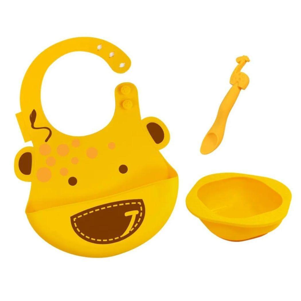 Marcus & Marcus-Baby Silicone Feeding Gift Set Lola the Giraffe-Yellow-1910112442000740352