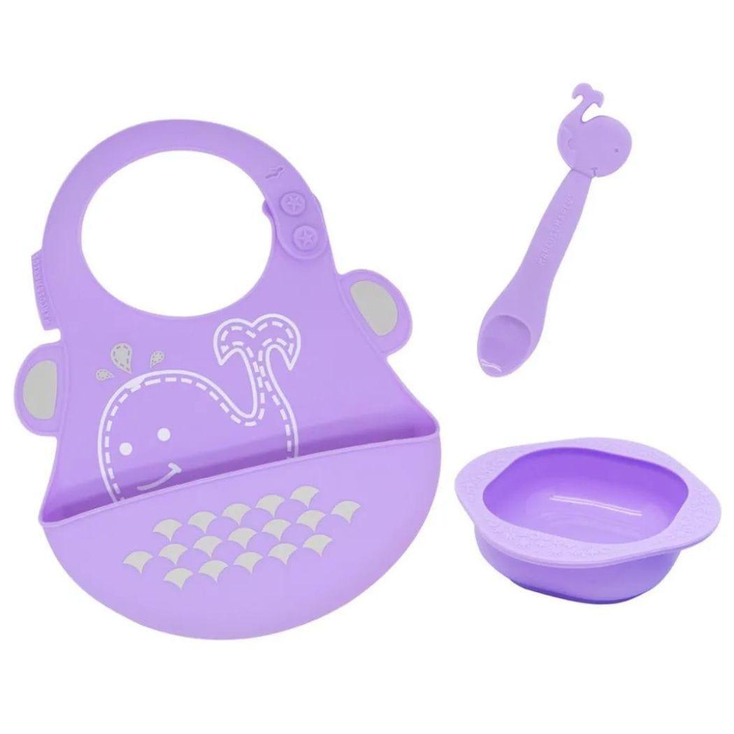 Marcus & Marcus-Baby Silicone Feeding Gift Set Willo the Whale-Purple-1910112442403393536
