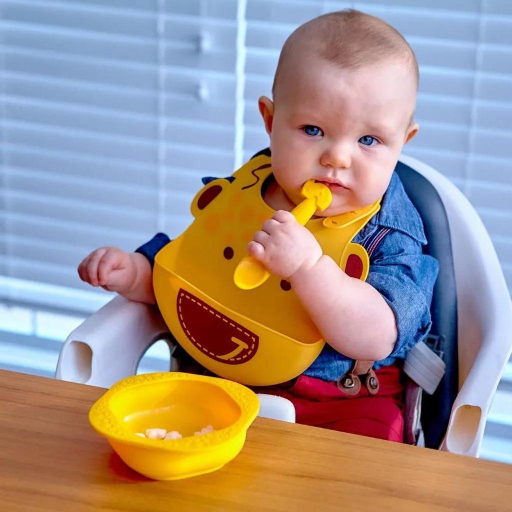 Marcus & Marcus-Baby Silicone Feeding Gift Set Lucas the Hippo- Blue-1910112442583748610