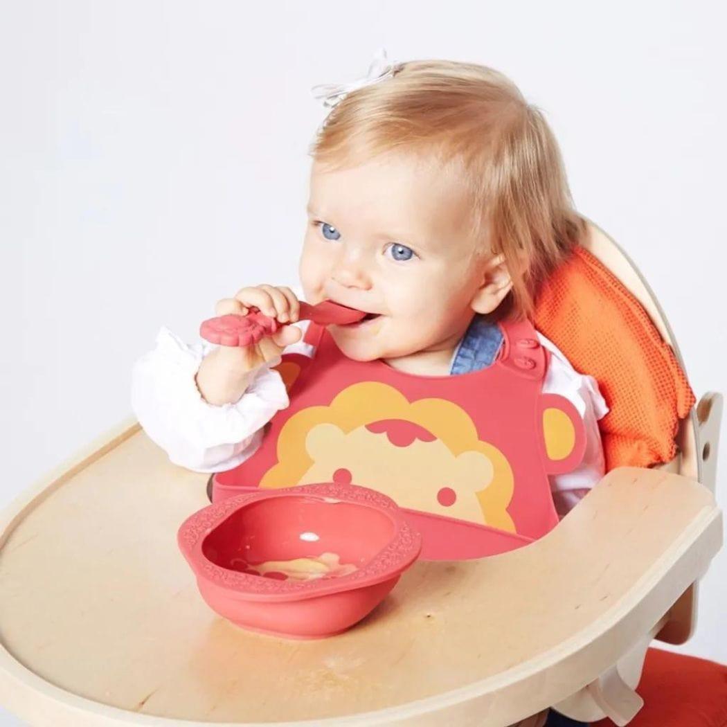 Marcus & Marcus-Baby Silicone Feeding Gift Set Lucas the Hippo- Blue-1910112442583748611