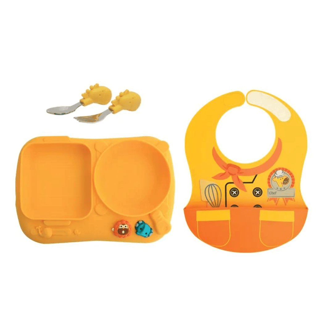 Marcus &amp; Marcus - Creative Plate Toddler Mealtime Set Ollie Green-1910112439983280129