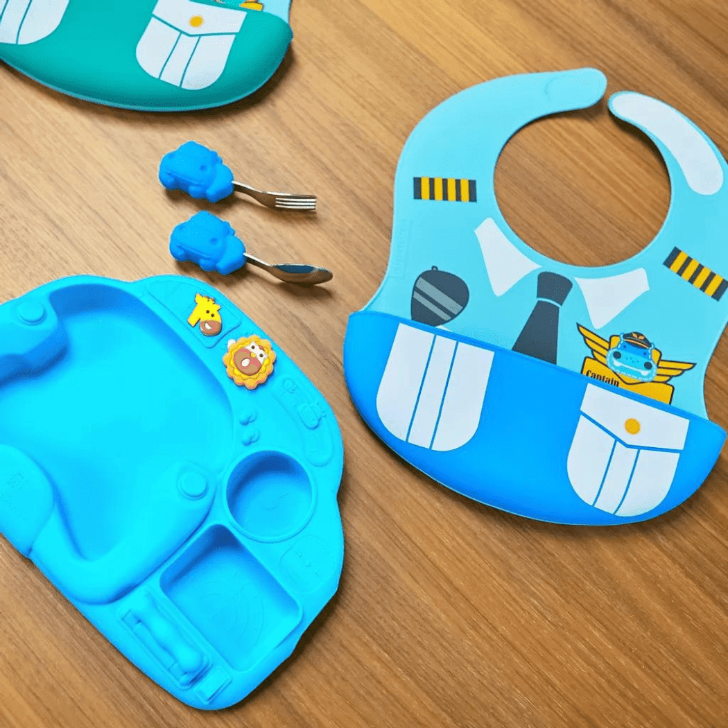 Marcus & Marcus - Creative Plate Toddler Mealtime Set Ollie Green-1910112439983280131
