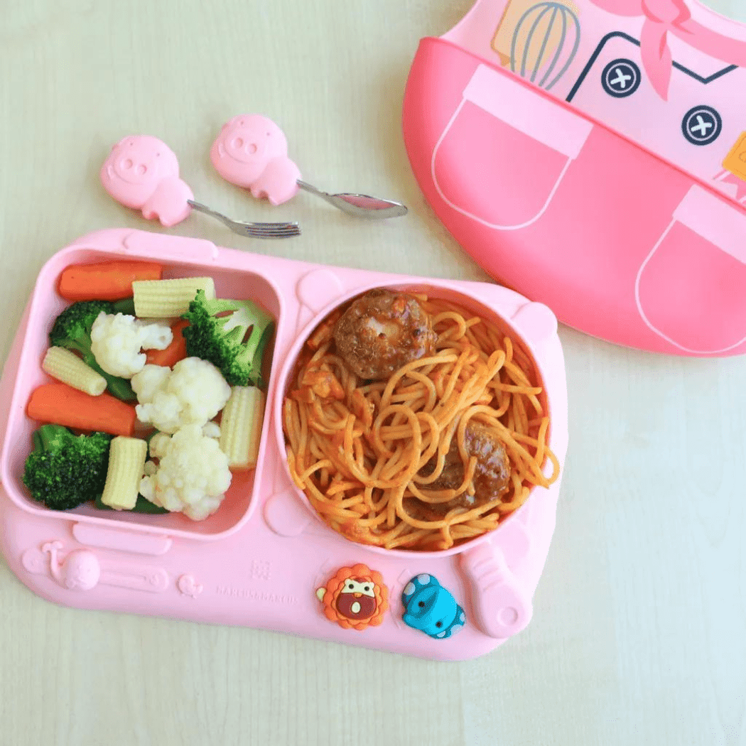 Marcus & Marcus - Creative Plate Toddler Mealtime Set Ollie Green-1910112439983280132