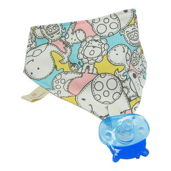 Marcus & Marcus- Organic Bandana Bib & Pacifier Bib Lucas the Hippo- Blue-1910112449495961600