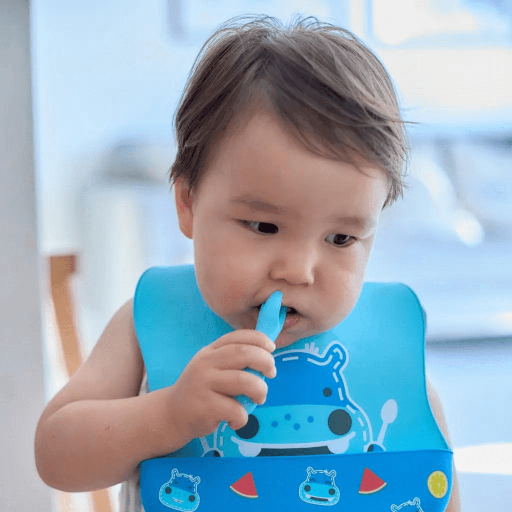 Marcus & Marcus -Palm Grasp Silicone Spoon & Fork Set Willo the Whale-Purple-1910112443158368263