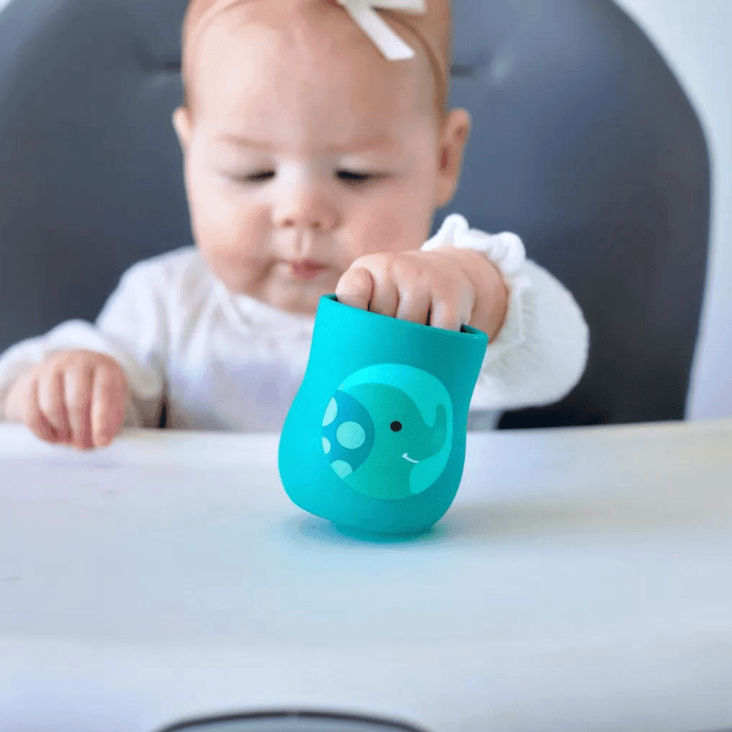 Marcus & Marcus - Silicone Baby Training Cup (4oz) Lucas the Hippo- Blue-1910112438934704132