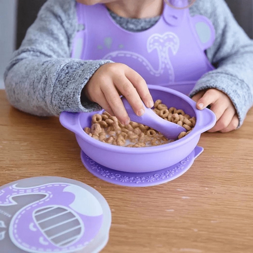 Marcus & Marcus - Sunction Bowl with Lid Ollie the Elephant green-1910112449672122373