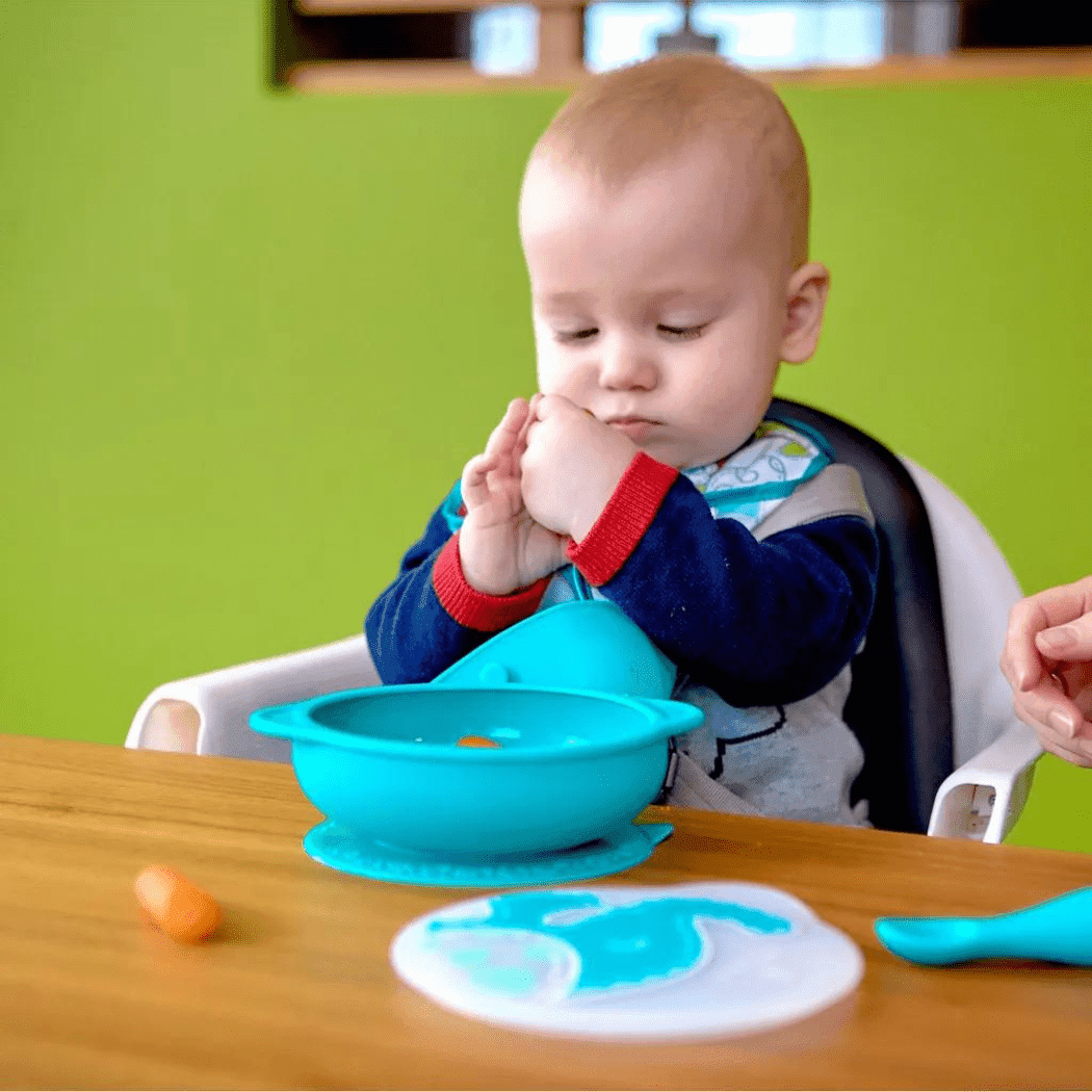 Marcus & Marcus - Sunction Bowl with Lid Lucas the Hippo- Blue-1910112449873448967
