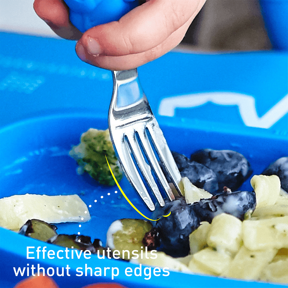 Marcus & Marcus-Toddler Silicone Mealtime Gift Set Lucas the Hippo- Blue-1910112150366588931