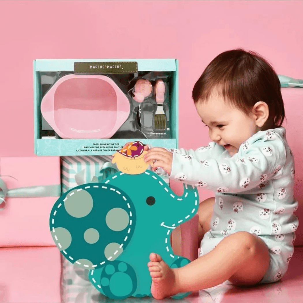 Marcus & Marcus-Toddler Silicone Mealtime Gift Set Lucas the Hippo- Blue-1910112150366588934