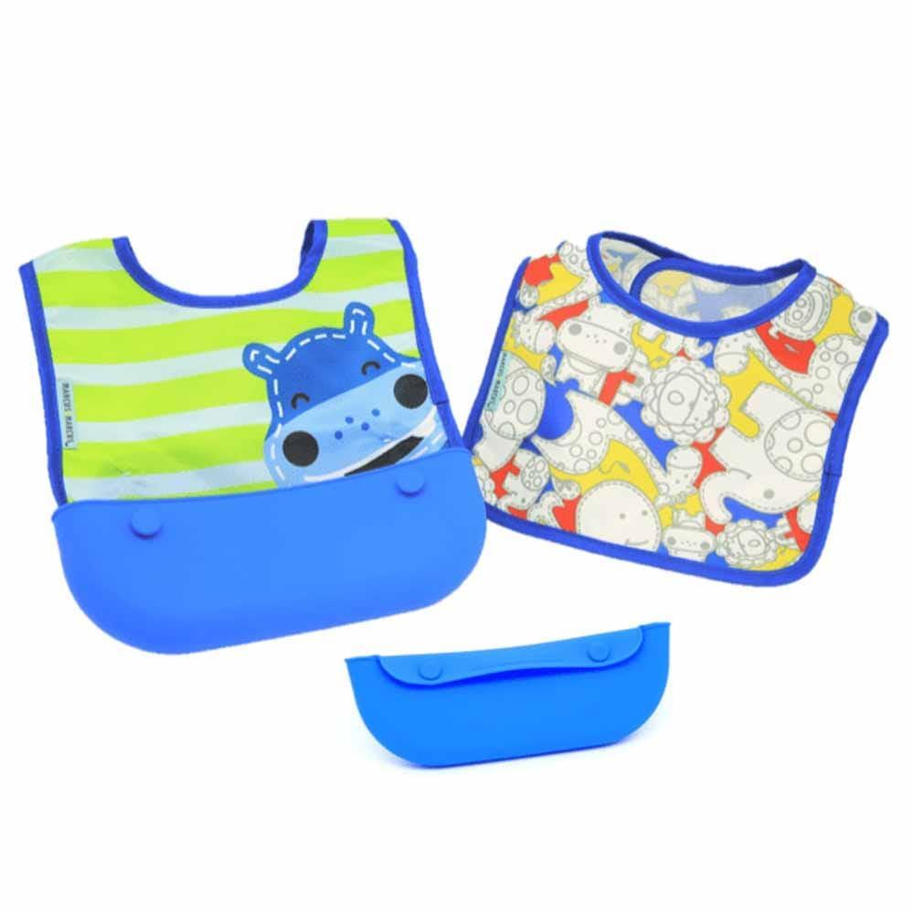 Marcus & Marcus - travel bib Lucas the Hippo- Blue-1910112449135251456