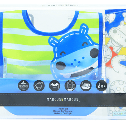 Marcus & Marcus - travel bib Lucas the Hippo- Blue-1910112449135251457
