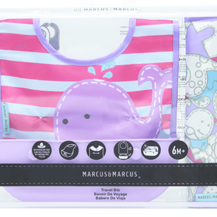 Marcus & Marcus - travel bib Willo the Whale-Purple-1910112148168773634