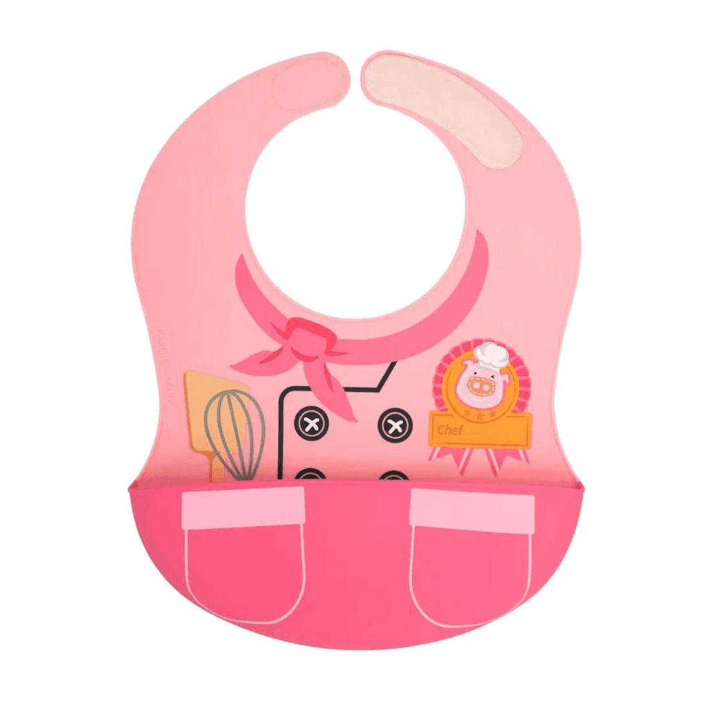 Marcus & Marcus -Wide Coverage Creative Toddler Bibs Pocky Pink-1910112150819573760