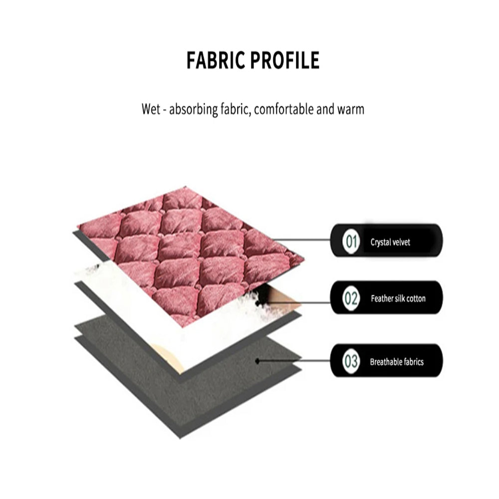 Anyhouz Mattress Cover Coffee 200x200cm Crystal Velvet Thicken Quilted Warm Soft Plush Bed Sheet