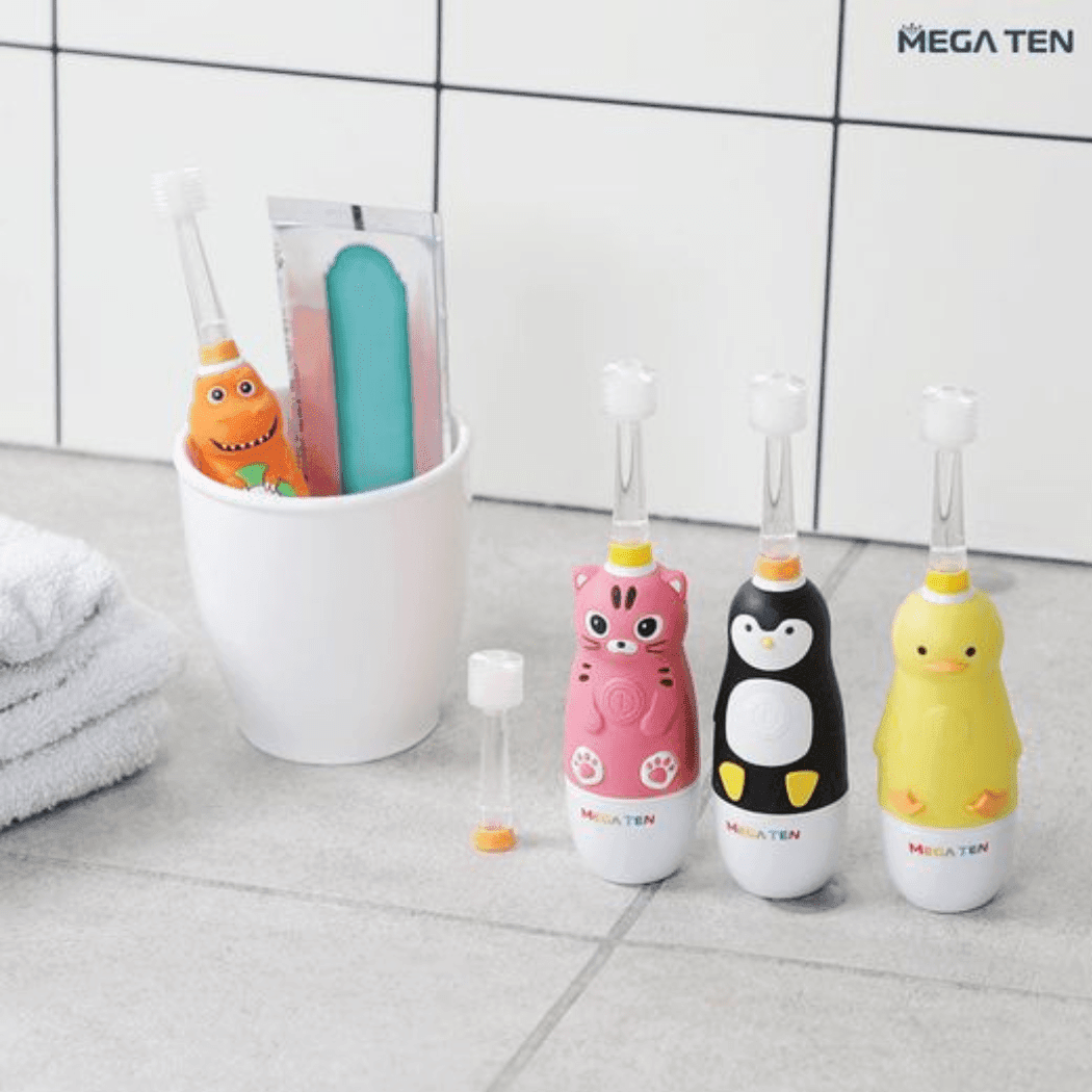 MEGA TEN 360-Degree Kids Electric Toothbrush with LED Light 4Yrs+ Black Cat-1954803151374782471