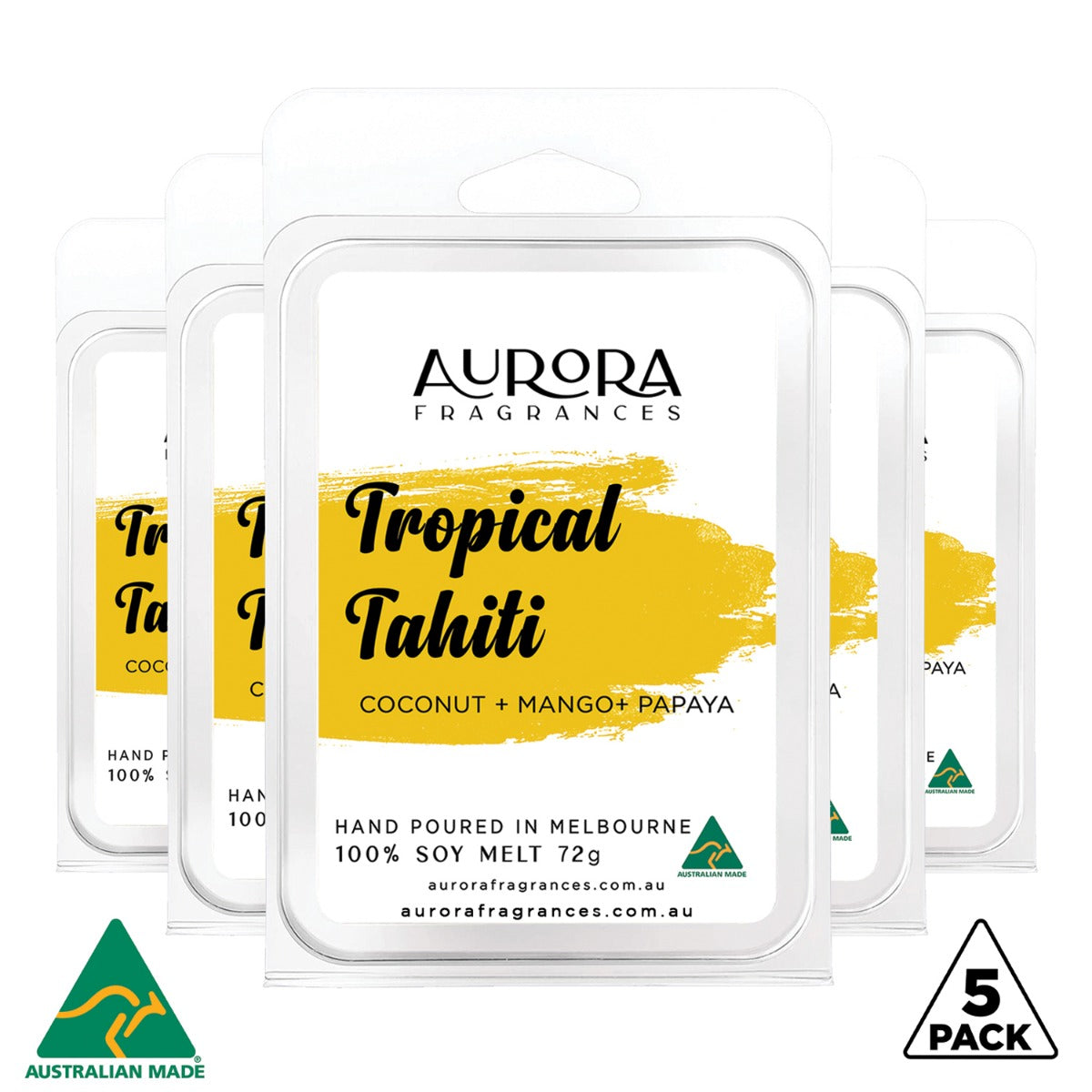 Aurora Tropical Tahiti Soy Wax Melts Australian Made 72g 5 Pack