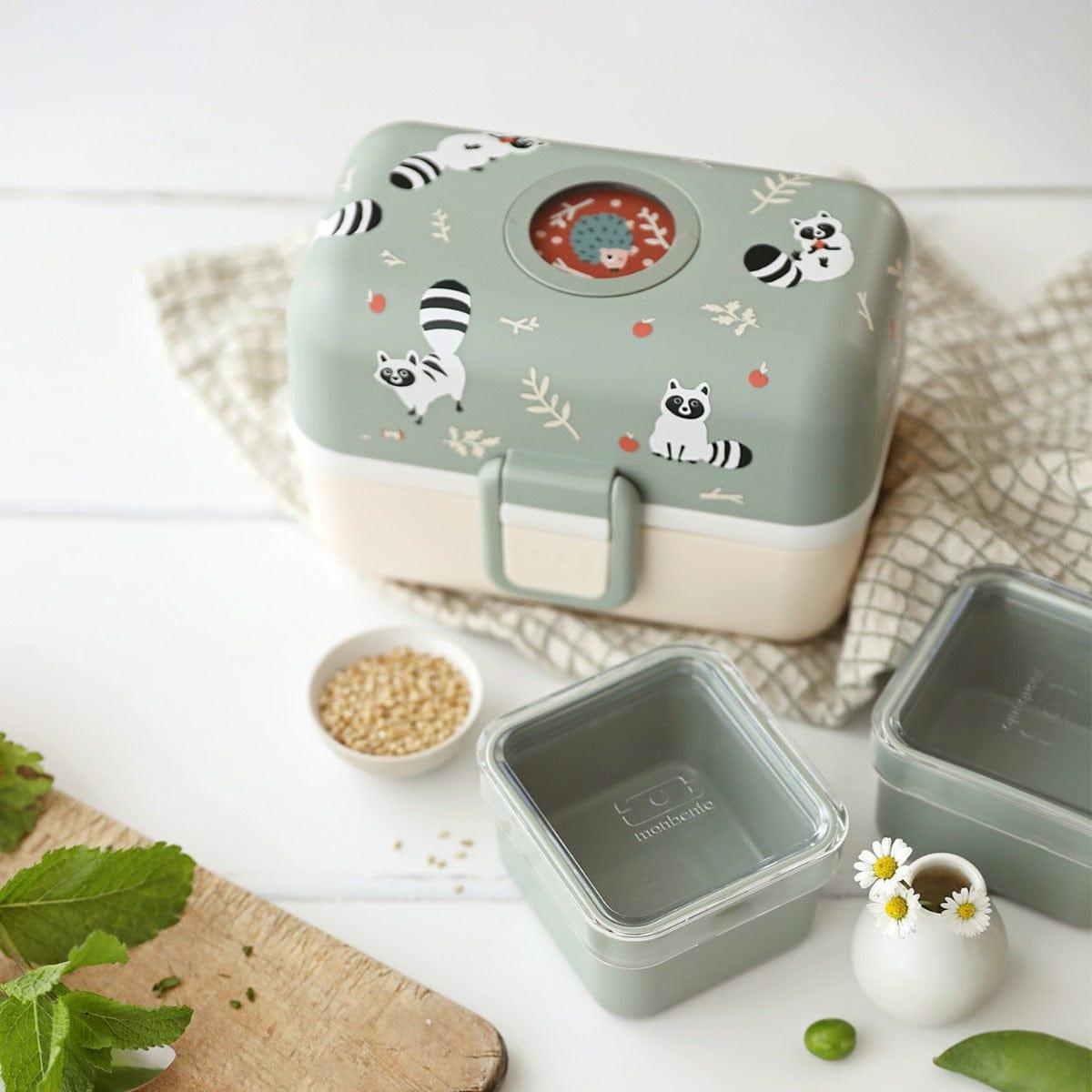 Monbento Tresor Graphic Kids's Bento Box- Green Raccoon Green Raccoon-1954803050564685830
