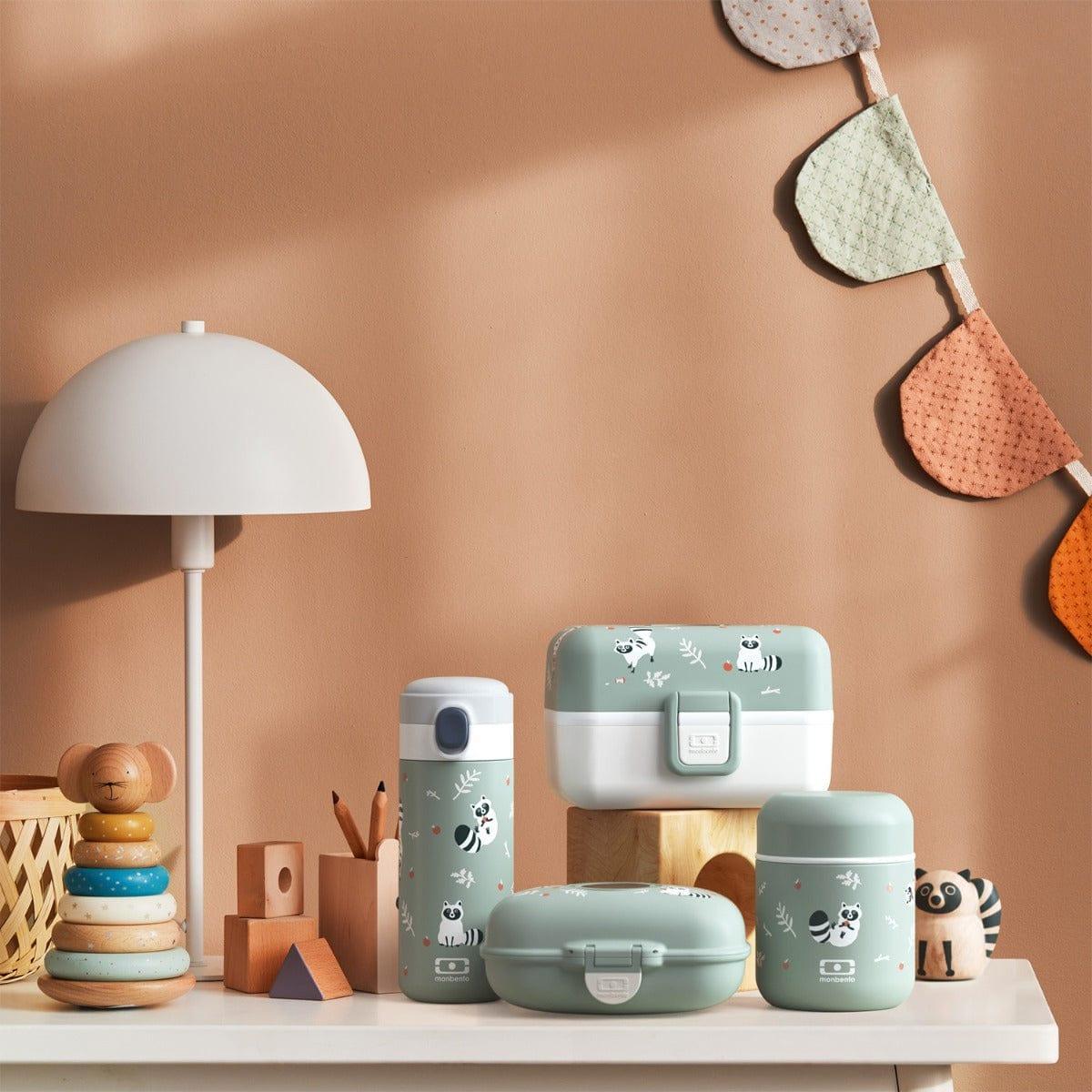 Monbento Tresor Graphic Kids's Bento Box- Green Raccoon Green Raccoon-1954803050564685831