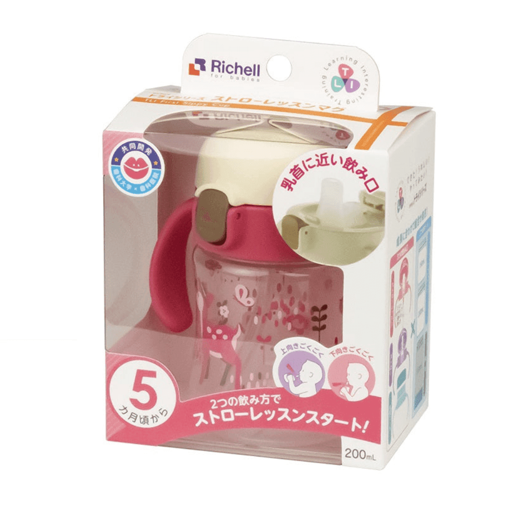 Richell Sippy Cup 200ml Pink Deer-1954803112481001473