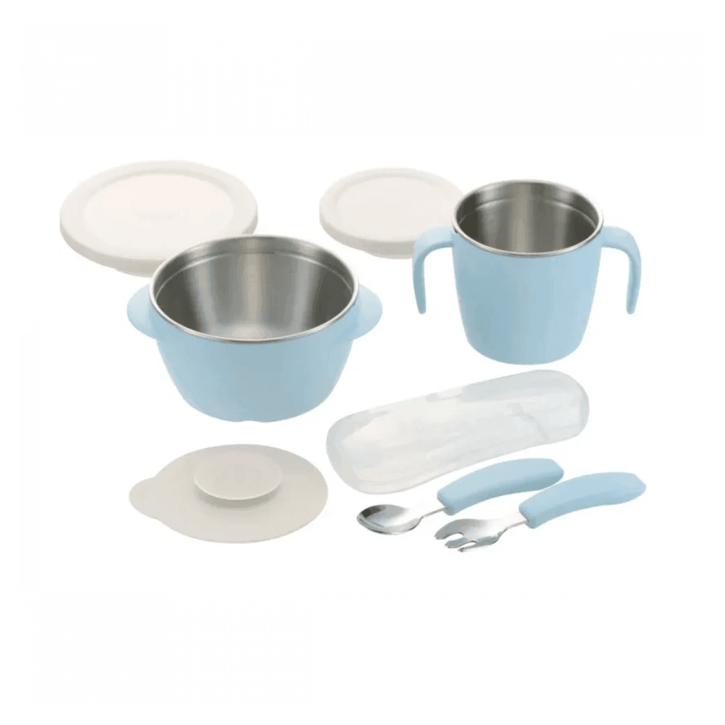 RICHELL TLI Stainless steel Feeding Set Blue-1954803042067025920
