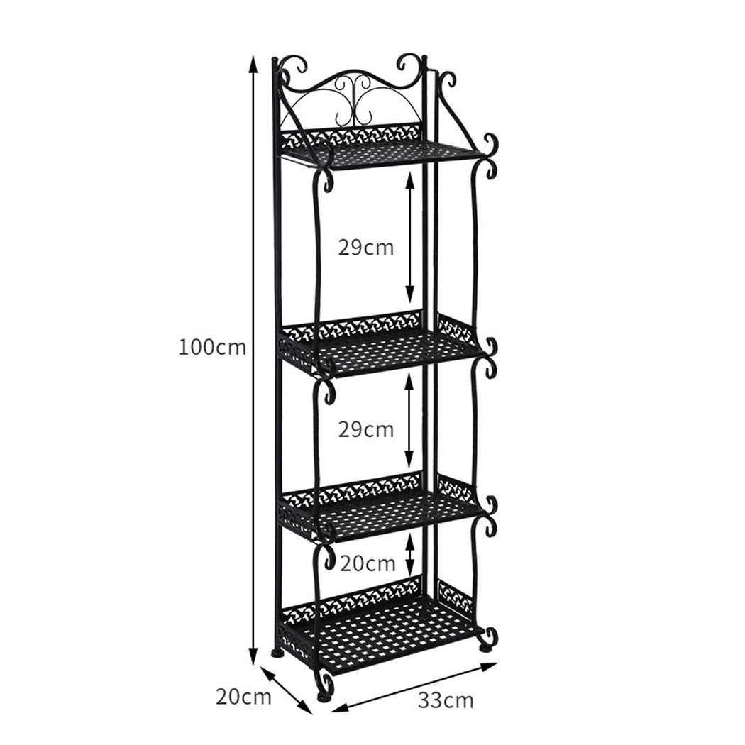 Levede Plant Stand 4 Tiers Outdoor Indoor Black-1910112301181177858