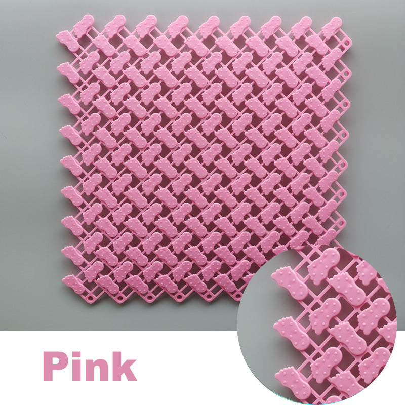 Anyhouz Splicing Mat Pink 25x25cm 1Pc DIY Non Slip Bathroom Mat Mesh Drainage Massage Floor Carpet