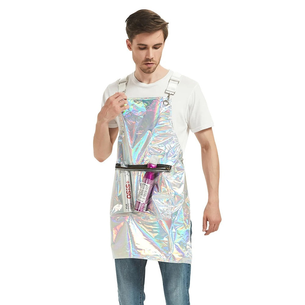 Anyhouz Salon Barber Apron Laser 3 Pockets Fashion Cross-back Adjustable Waterproof Ideal for Hair Stylist