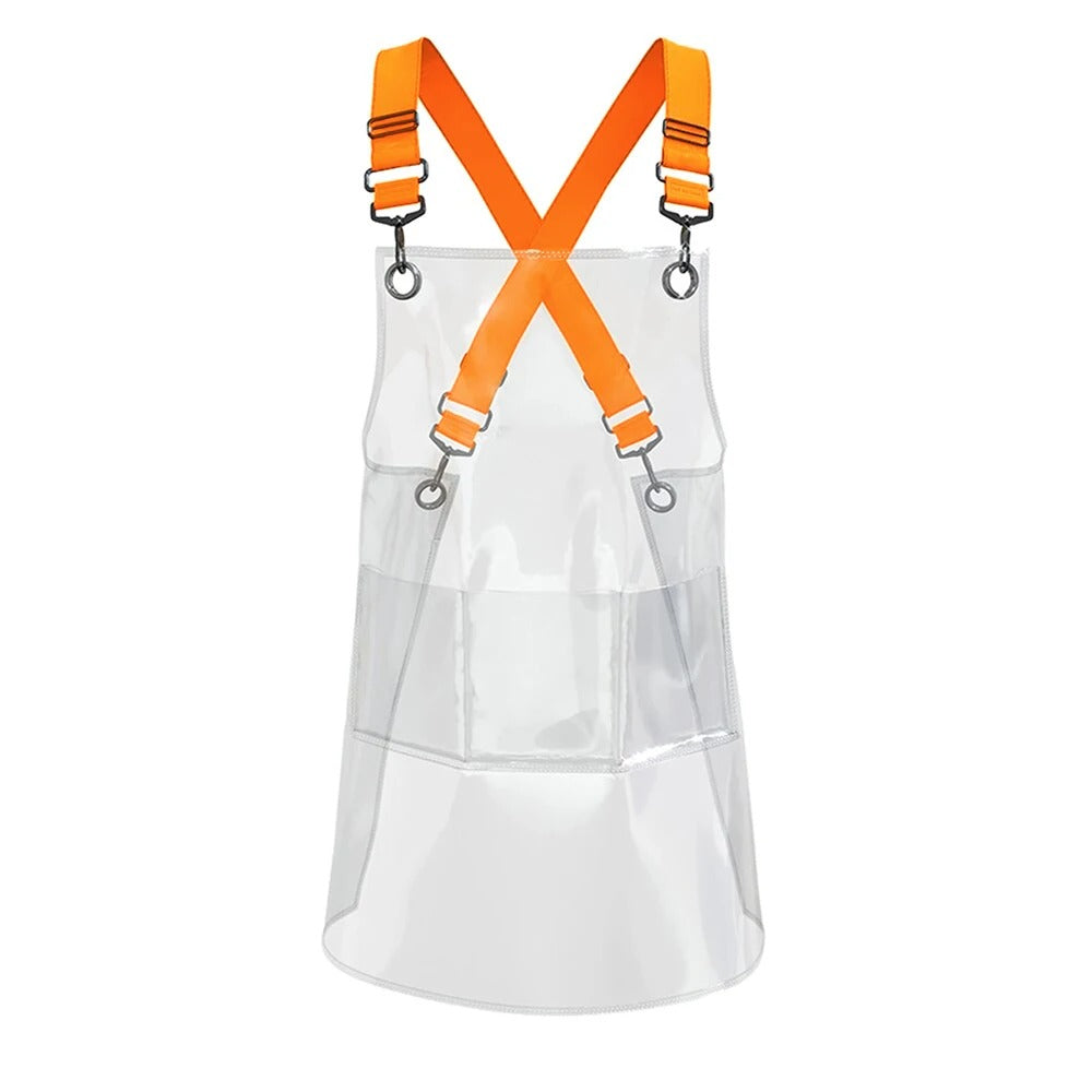Anyhouz Kitchen Apron Orange Ribbon Waterproof TPU Men Women Work Clothes For Barber Haircut Antifouling Oilproof Painting